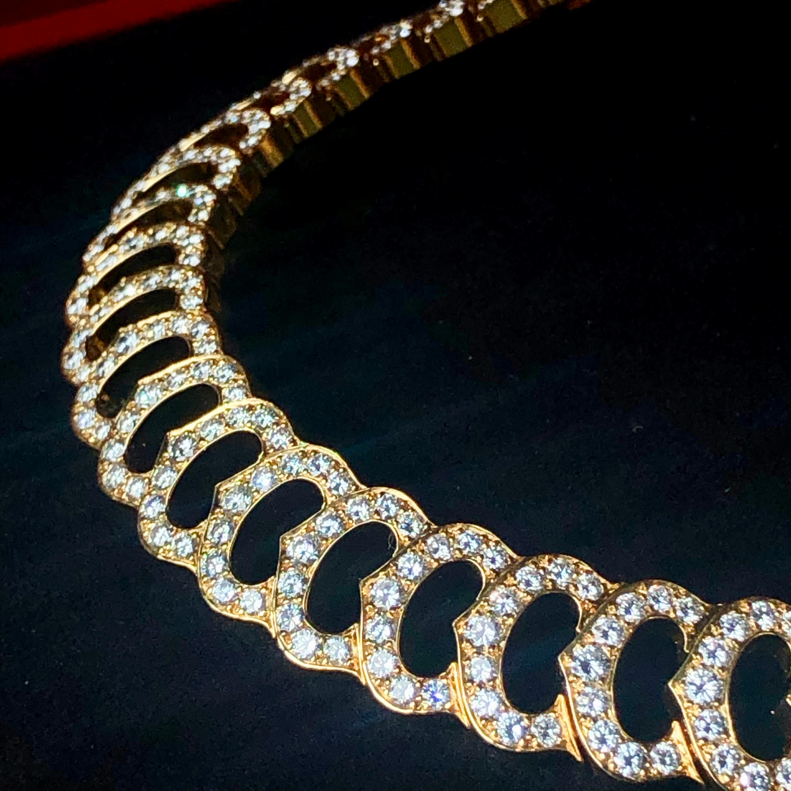 Cartier 18 Karat Yellow Gold White Diamond Set C logo Collar Necklace  5