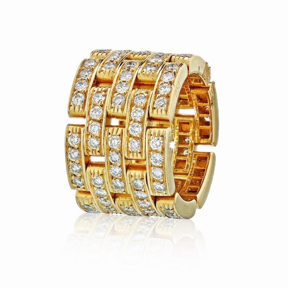 Cartier 18 Karat Yellow Maillon Panthere Diamond Band Ring For Sale at ...