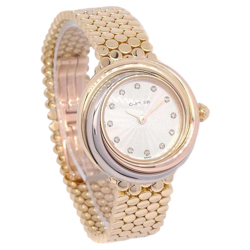 Cartier Must De Trinity 18k Gold Diamond White Dial Quartz Ladies Watch ...