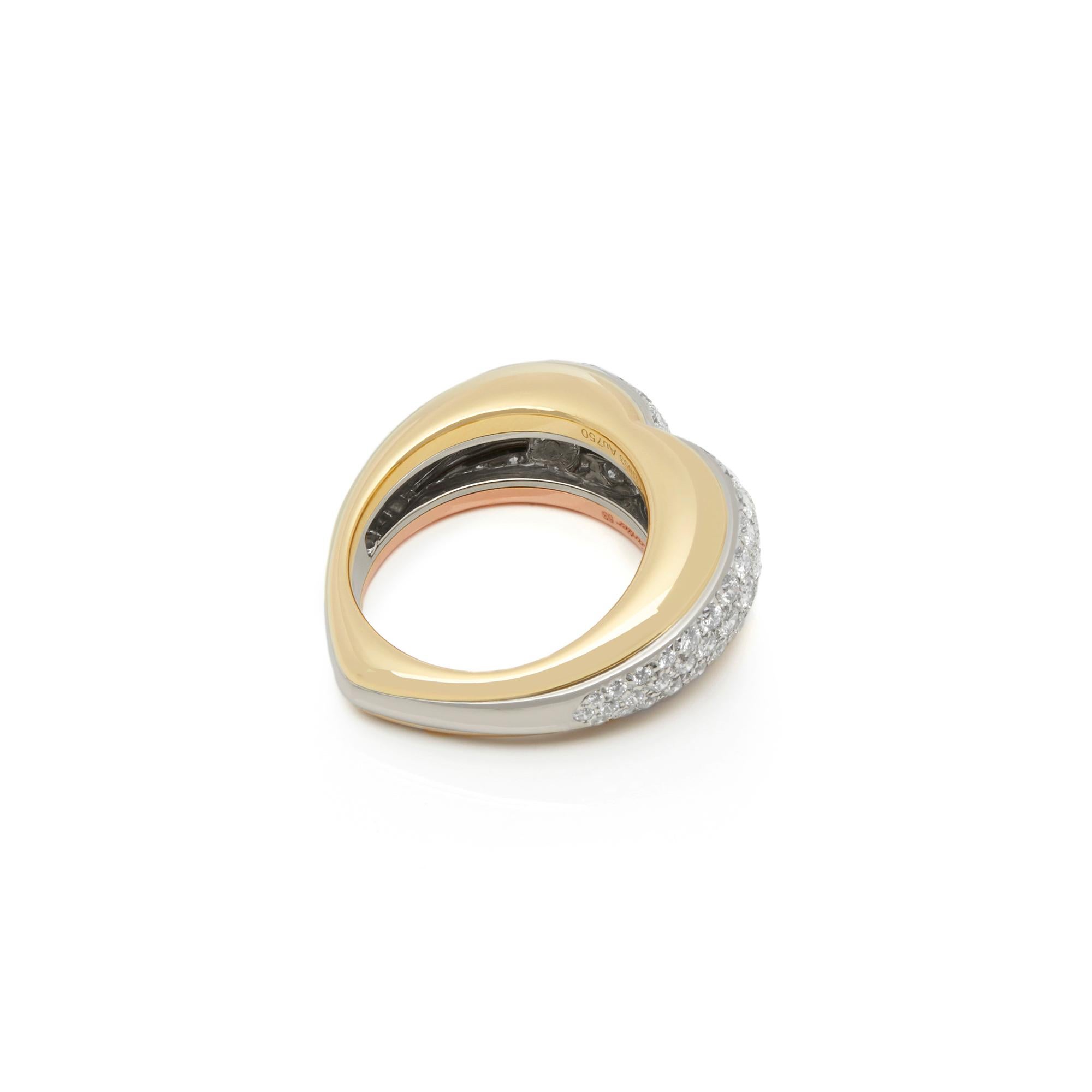 This Ring by Cartier features Seventy Eight Round Brilliant Cut Diamonds mounted in a Three Colour 18k Gold band. Complete with Xupes Presentation Box. Our Xupes reference is J478 should you need to quote this. UK ring size M. EU ring size 53. US
