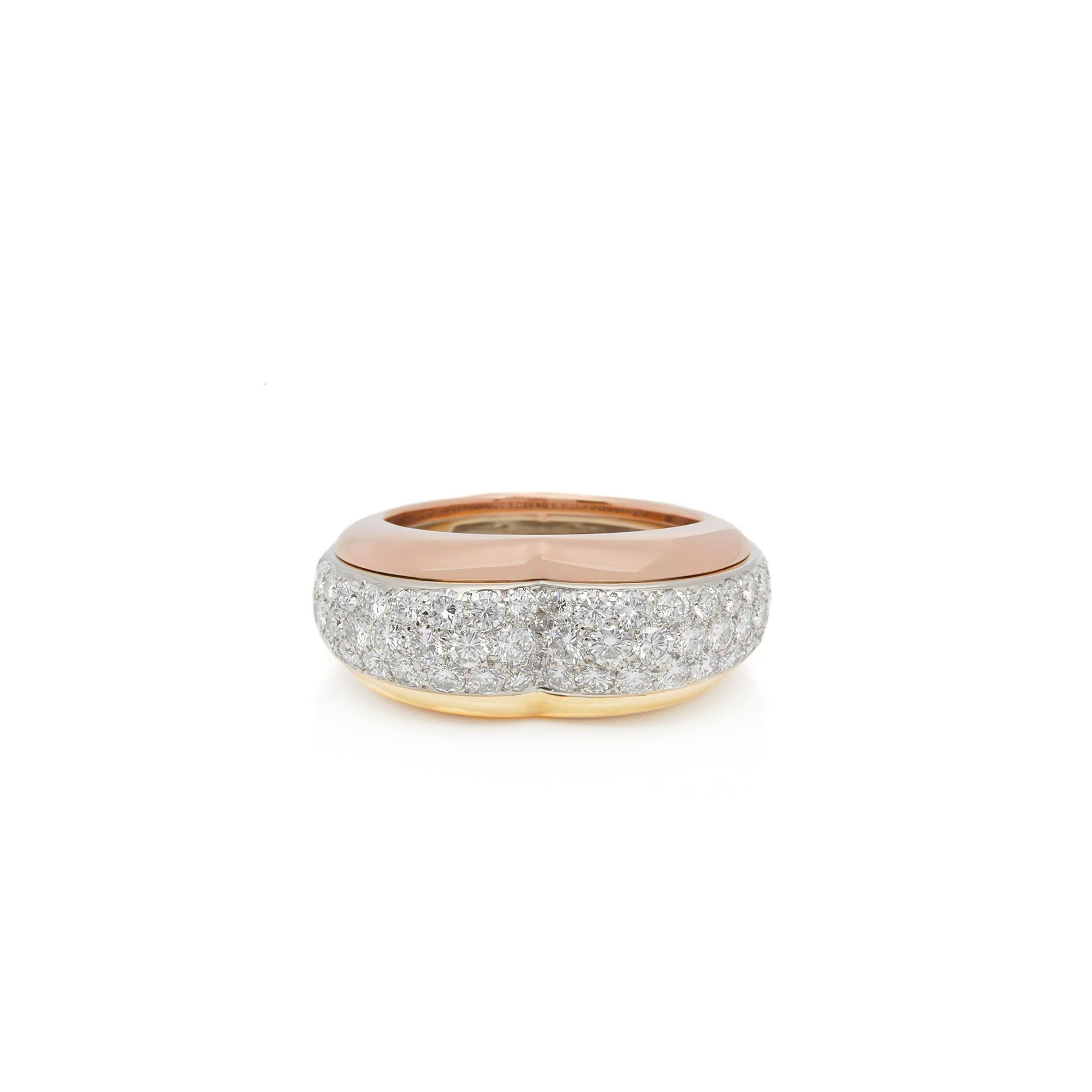 Contemporary Cartier 18k Yellow, White and Rose Gold Diamond Heart Shaped Ring
