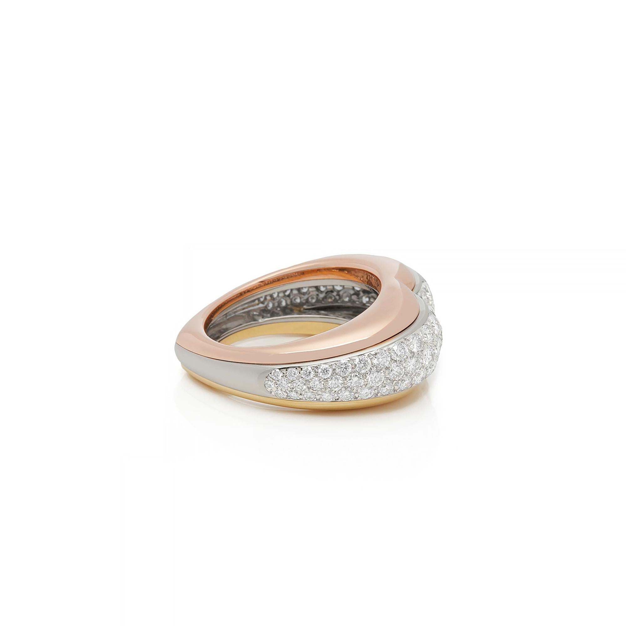 Round Cut Cartier 18k Yellow, White and Rose Gold Diamond Heart Shaped Ring