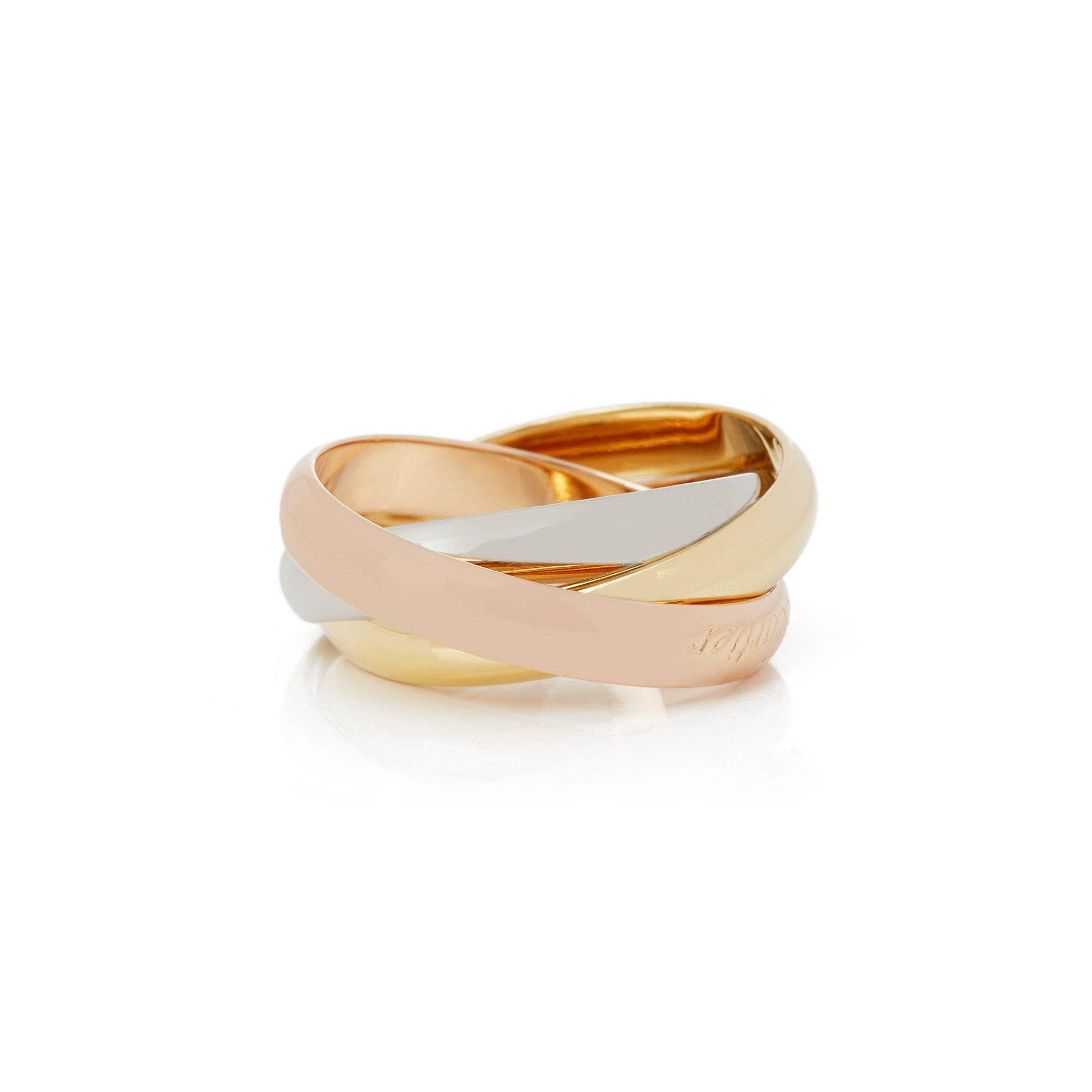 Contemporary Cartier 18 Karat Yellow, White and Rose Trinity Ring