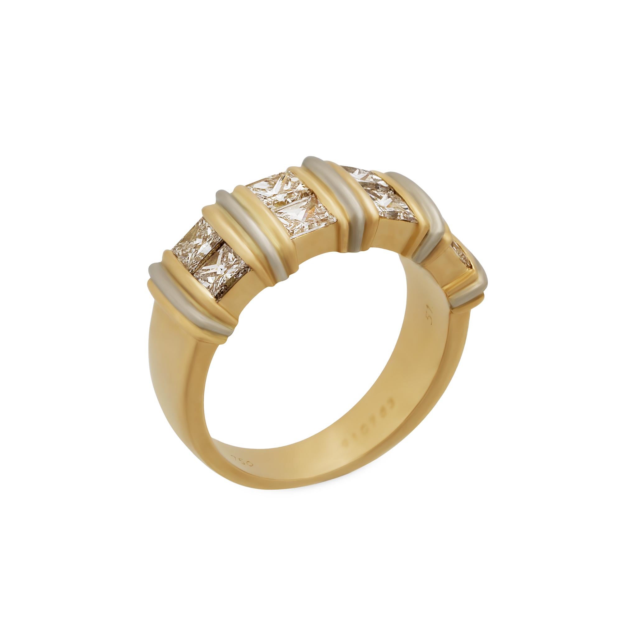Women's Cartier 18 Karat Yellow and White Gold Princess Cut Diamond Ring