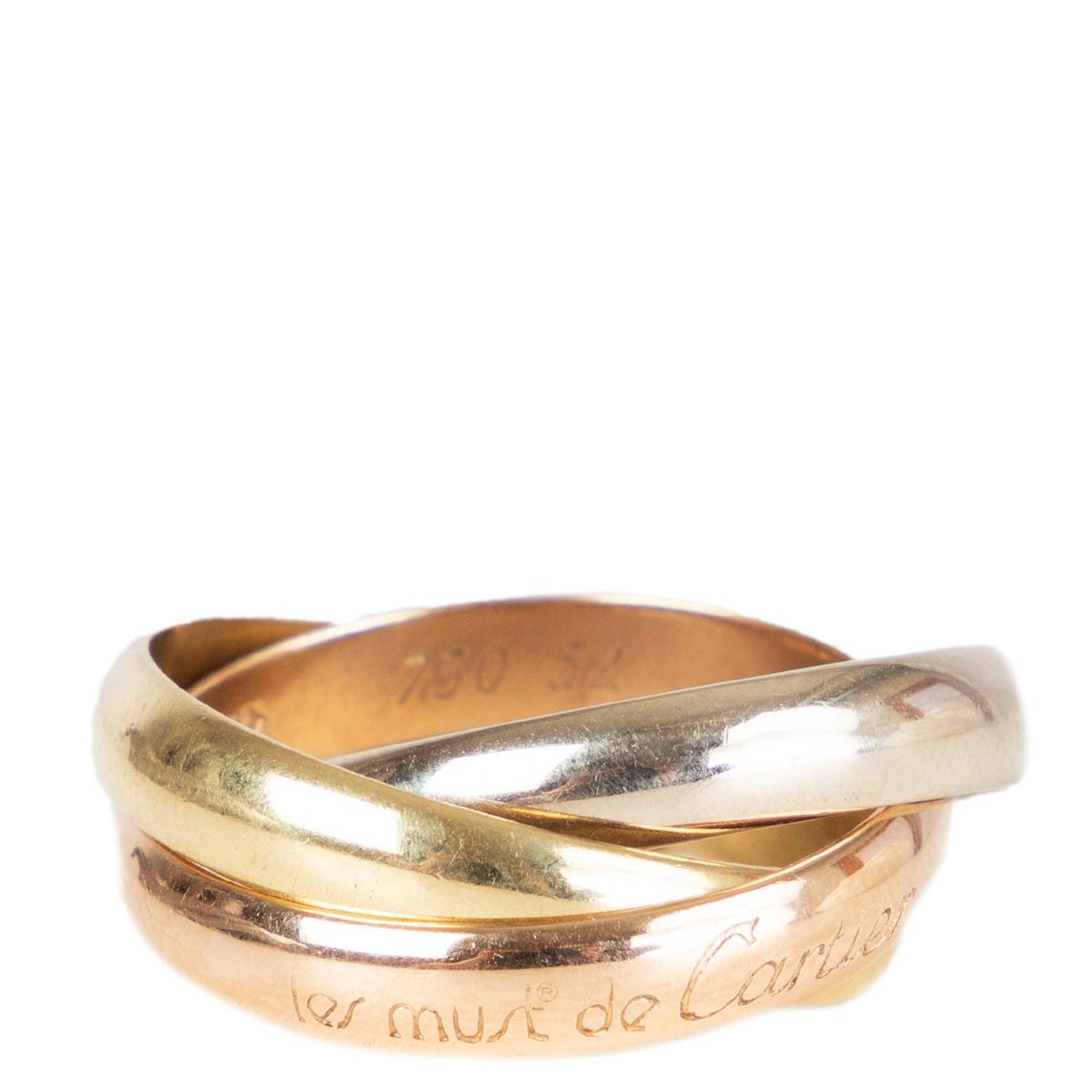Cartier 18k Yellow White Rose Gold Trinity Medium Ring Size 52 For Sale At 1stdibs