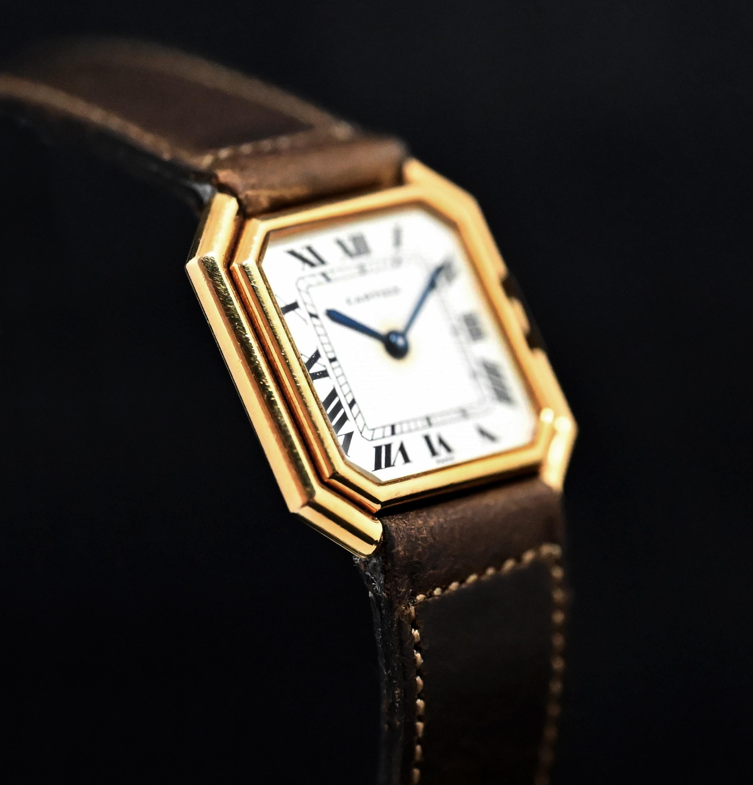 Women's or Men's Cartier 18K YG Ceinture Manual Wind 78099 w/ Clasp Buckle. 1980's