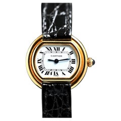 Cartier 18K YG Ellipse Paris Dial Manual Wind 67081 w/Original Guarantee 70-80's