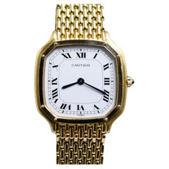 Cartier 18K YG Trianon Ultra Thin Paris Dial Large Size 96055 w/Bracelet, 1970s