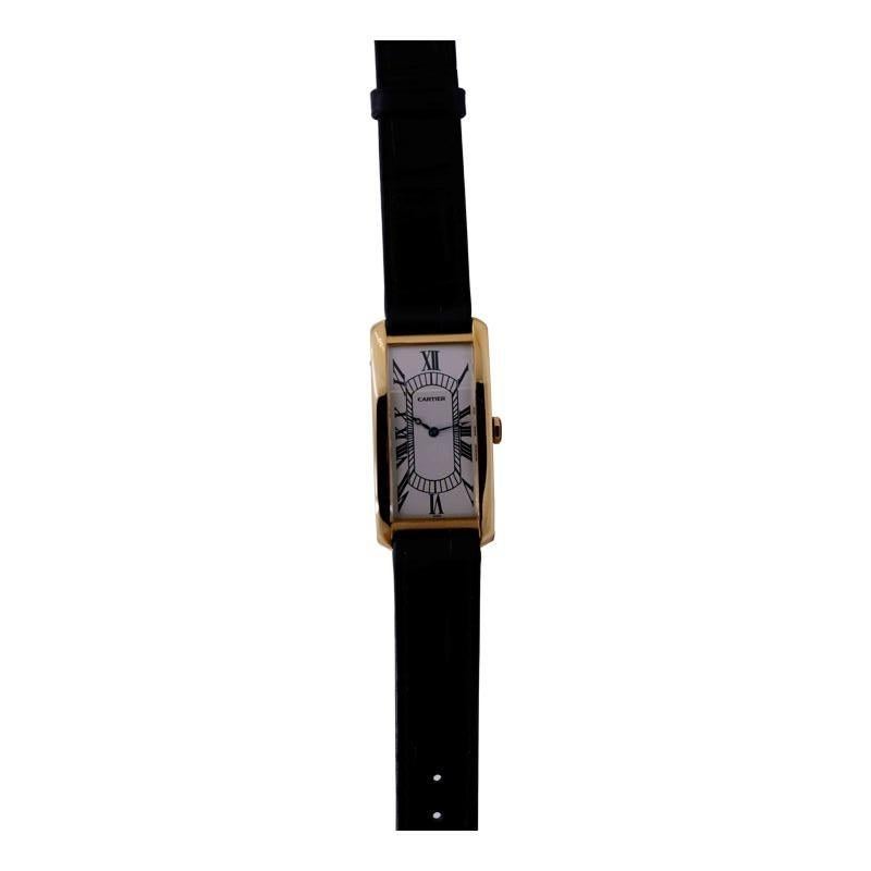 Cartier 18Kt. Gold Grand Tank Art Deco with Original Dial and Paper's, 1960's For Sale 3