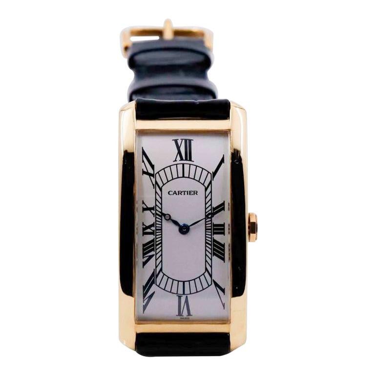 Cartier 18Kt. Gold Grand Tank Art Deco with Original Dial and Paper's, 1960's In Excellent Condition For Sale In Long Beach, CA