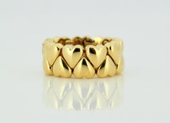 Cartier 18 Karat Gold Heart Pattern Ring Band, France, Paris, 1994