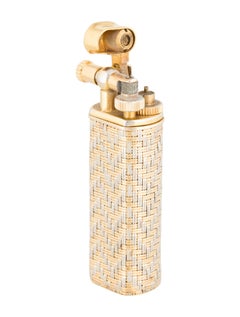 Encendedor de bolsillo para puros Cartier para hombre, chapado en oro de 18 quilates y con textura de plata