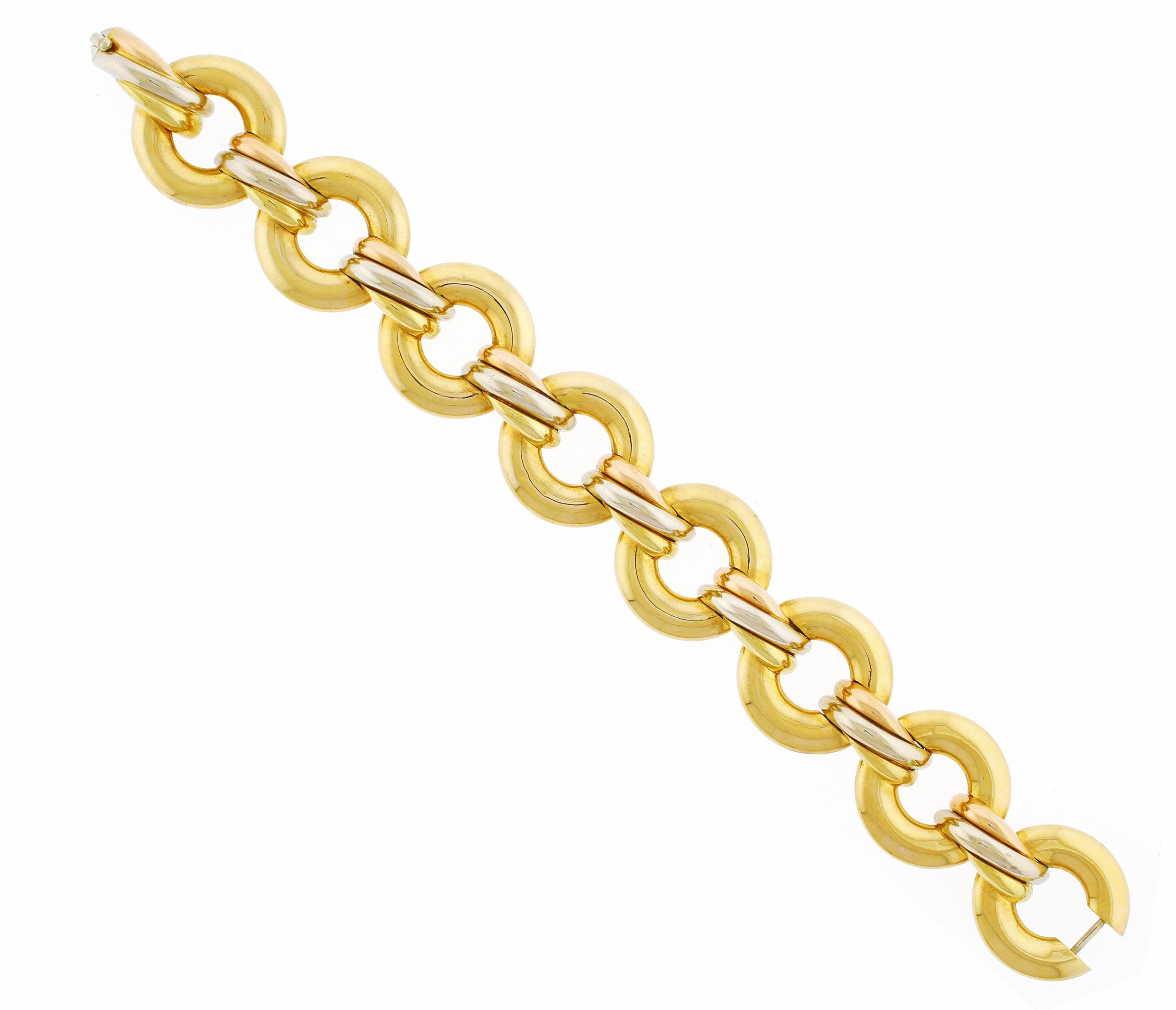 Cartier 18kt Gold Trinity Round Link Bracelet In Excellent Condition For Sale In Bethesda, MD