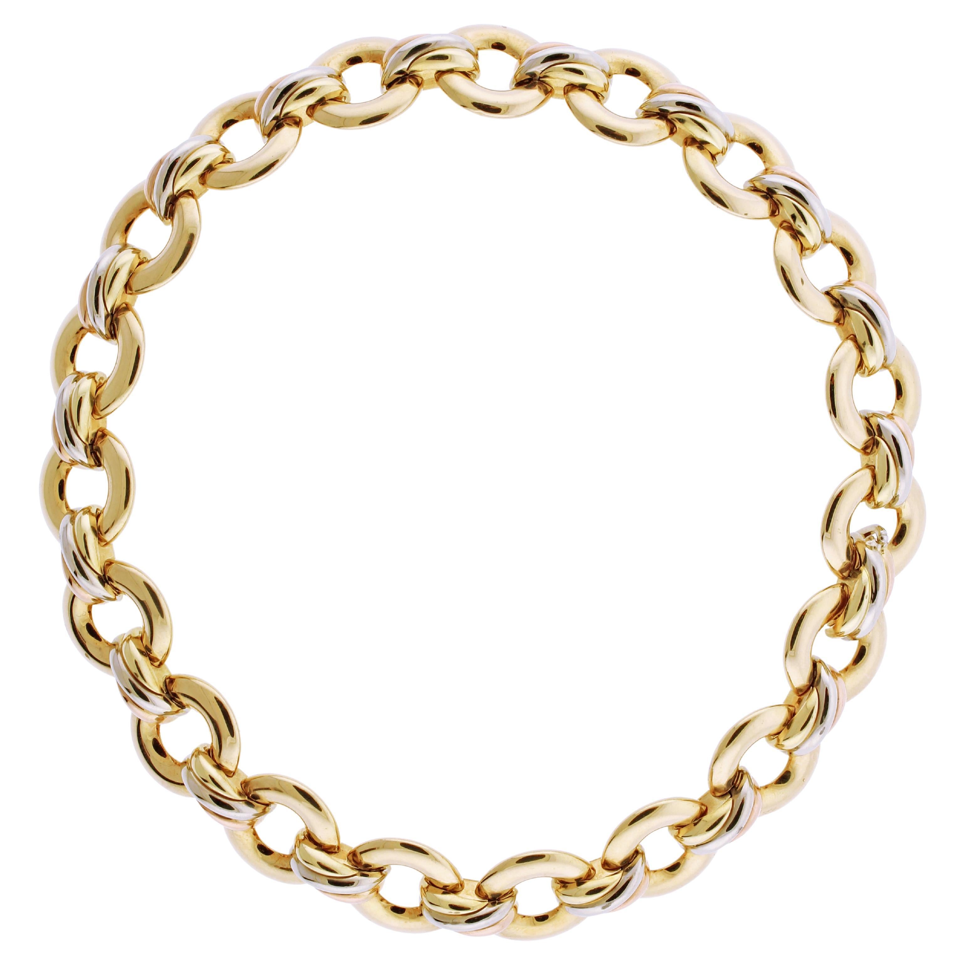 Cartier 18 Karat Gold Trinity Runde Gliederhalskette  im Angebot