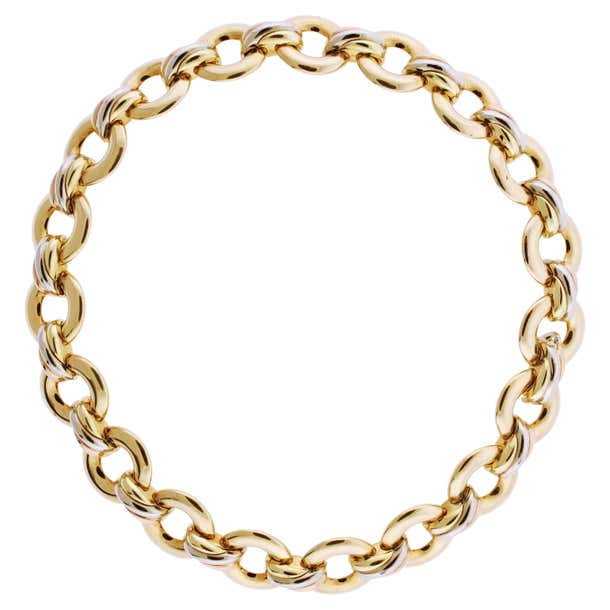 Cartier 18kt Gold Trinity Round Link Necklace For Sale at 1stDibs