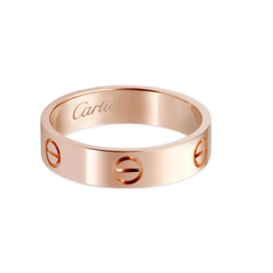 Cartier 18kt Rose Gold Love Band Ring For Sale 4
