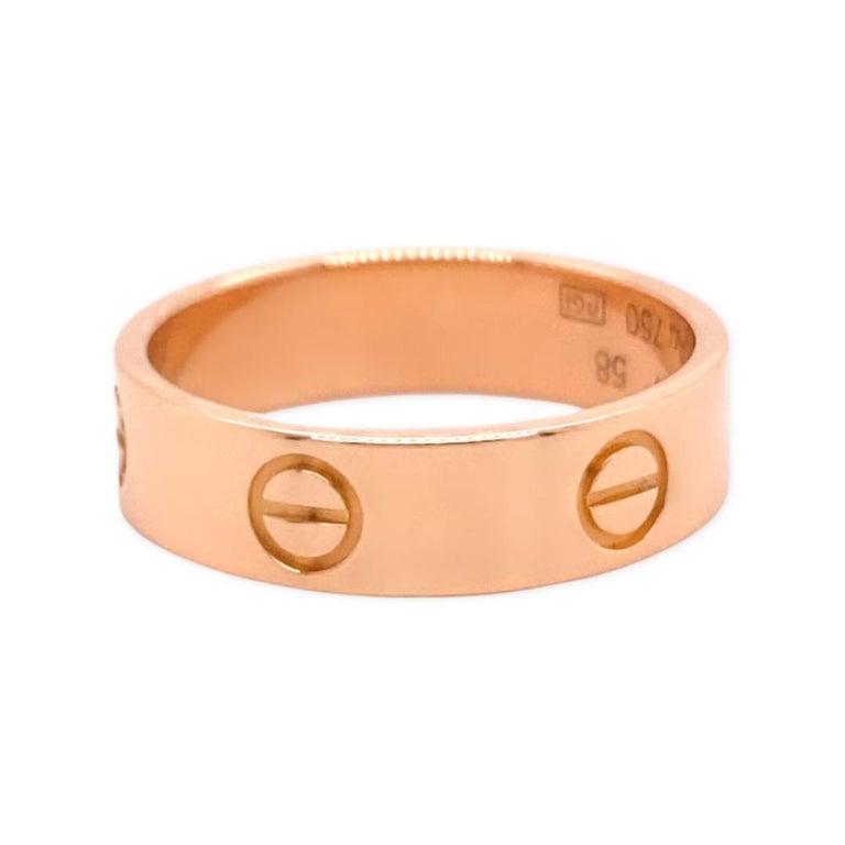 Cartier 18kt Rose Gold Love Band Ring For Sale 8