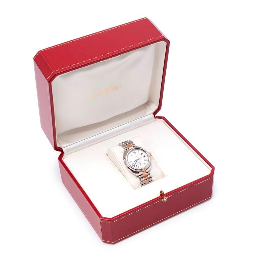 Modern Cartier 18kt Rose Gold/Steel Cle de Cartier Watch For Sale