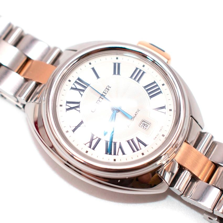 Women's Cartier 18kt Rose Gold/Steel Cle de Cartier Watch For Sale