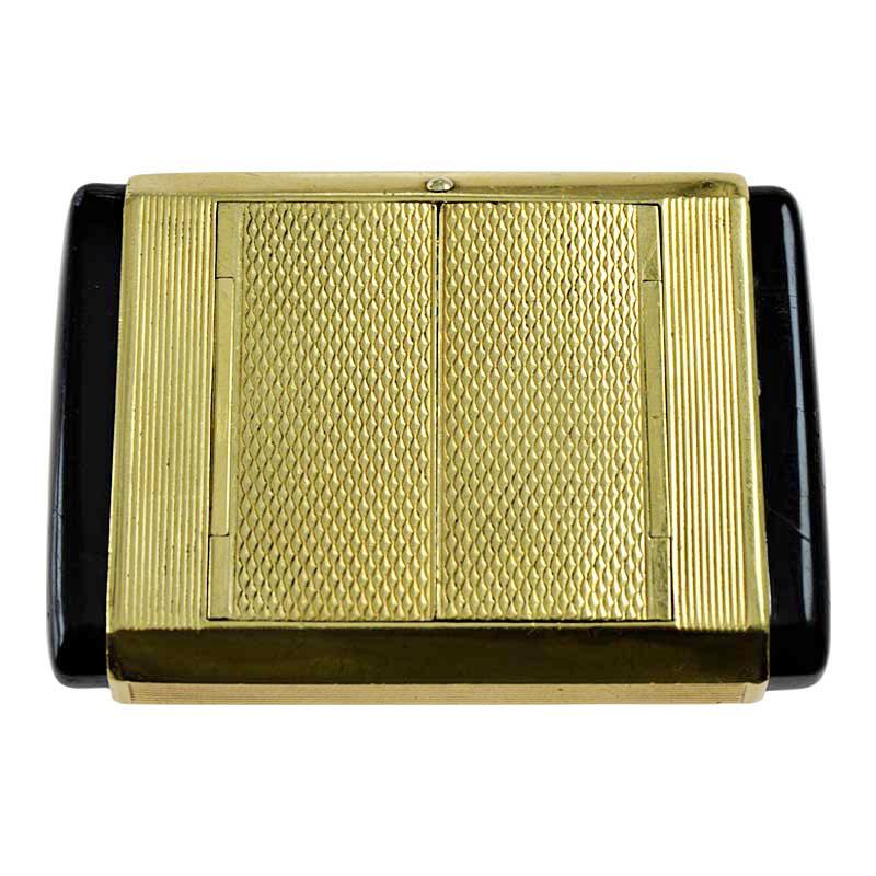 Art Deco Cartier 18 Karat Solid Gold Desk Top Travel Watch with Onyx Buttons circa 1930s