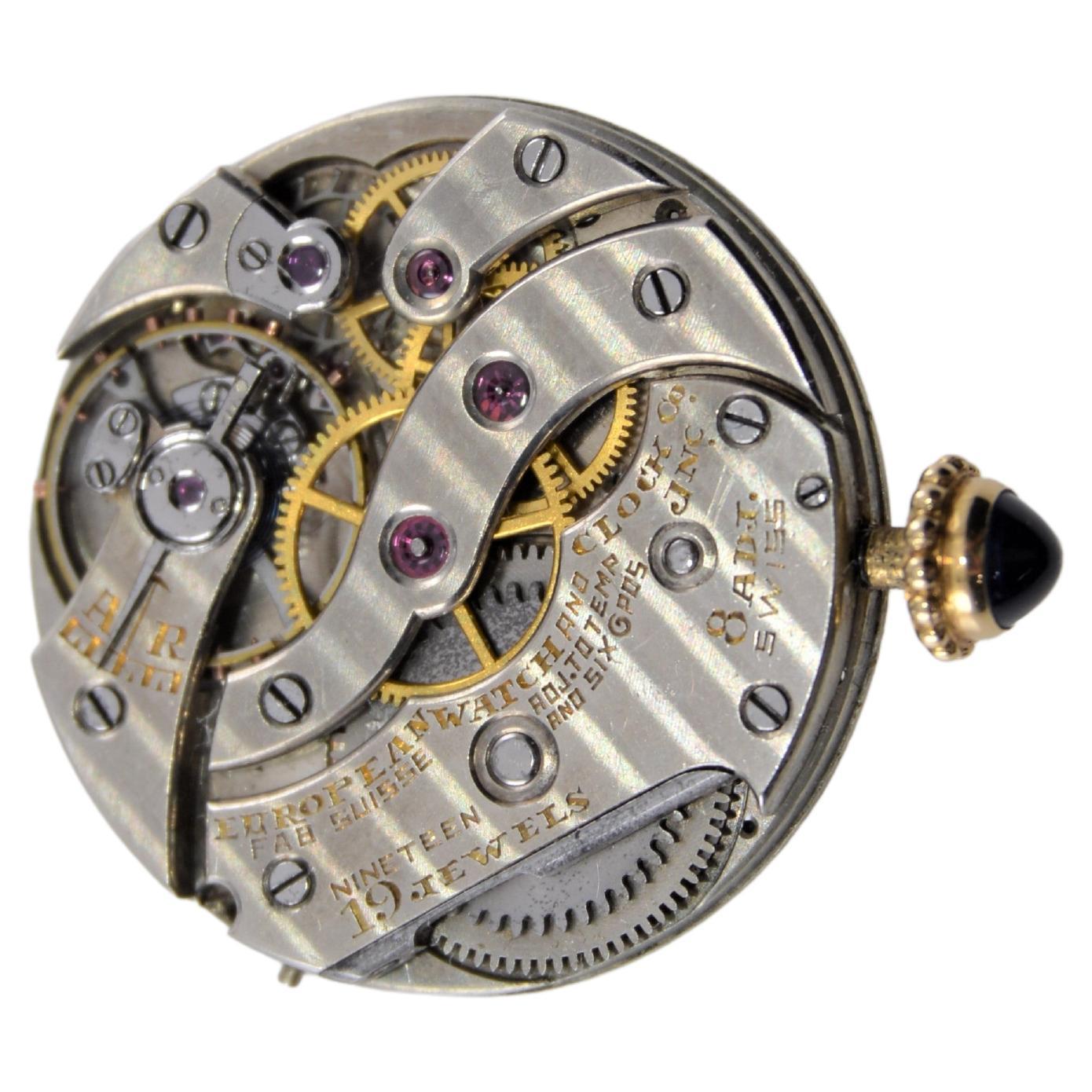 Cartier 18Kt. Tank European Watch & Clock Co. w/ Engine Turned Dial 1920 / 30's For Sale 8