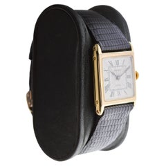 Cartier 18Kt. Tank European Watch & Clock Co. w/ Engine Turned Dial 1920 / 30's