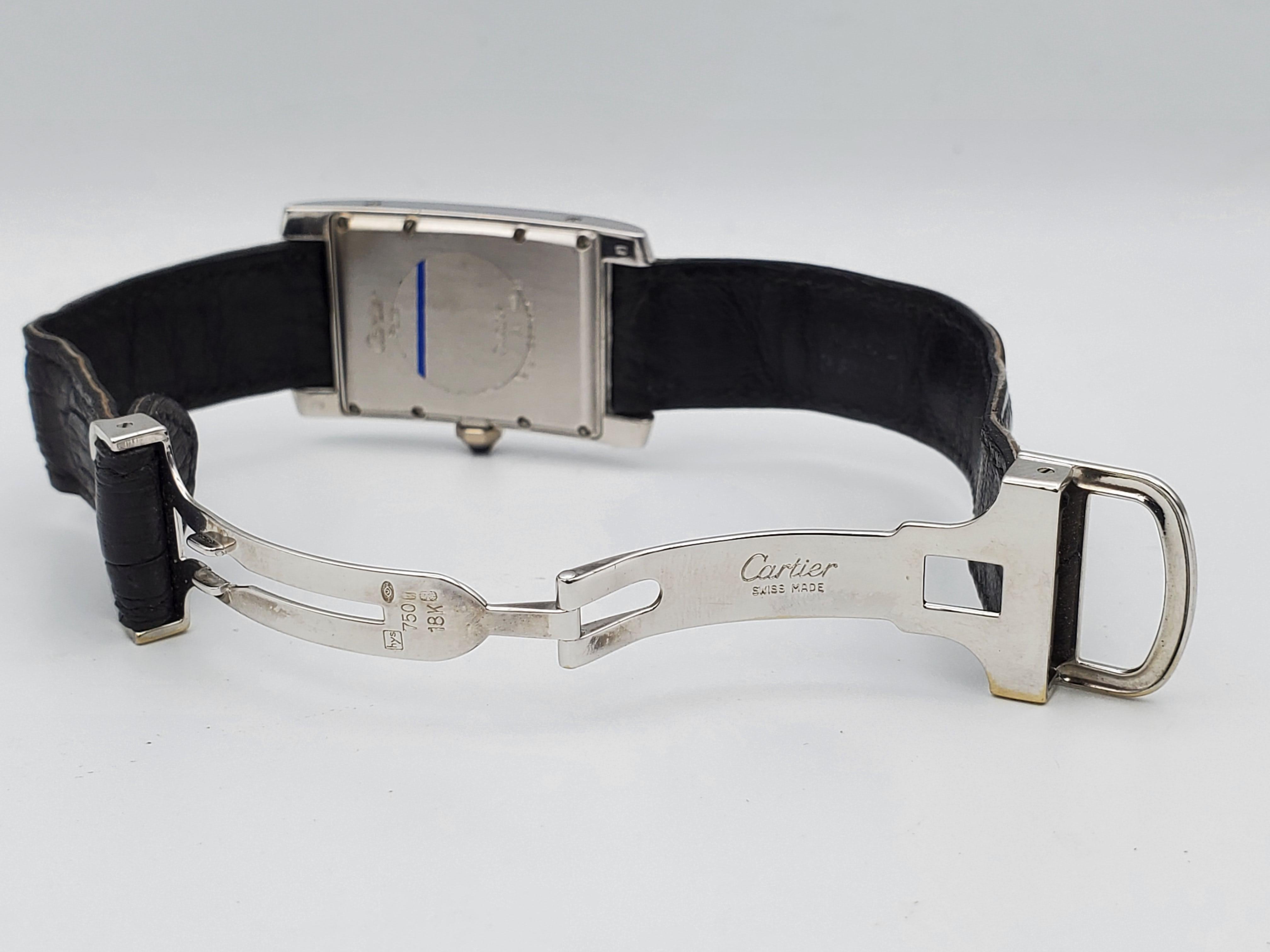 Cartier Tank Americaine, 18kt White Gold Cartier Tank, 1980s, 3012905, Quartz In Excellent Condition In Rancho Santa Fe, CA