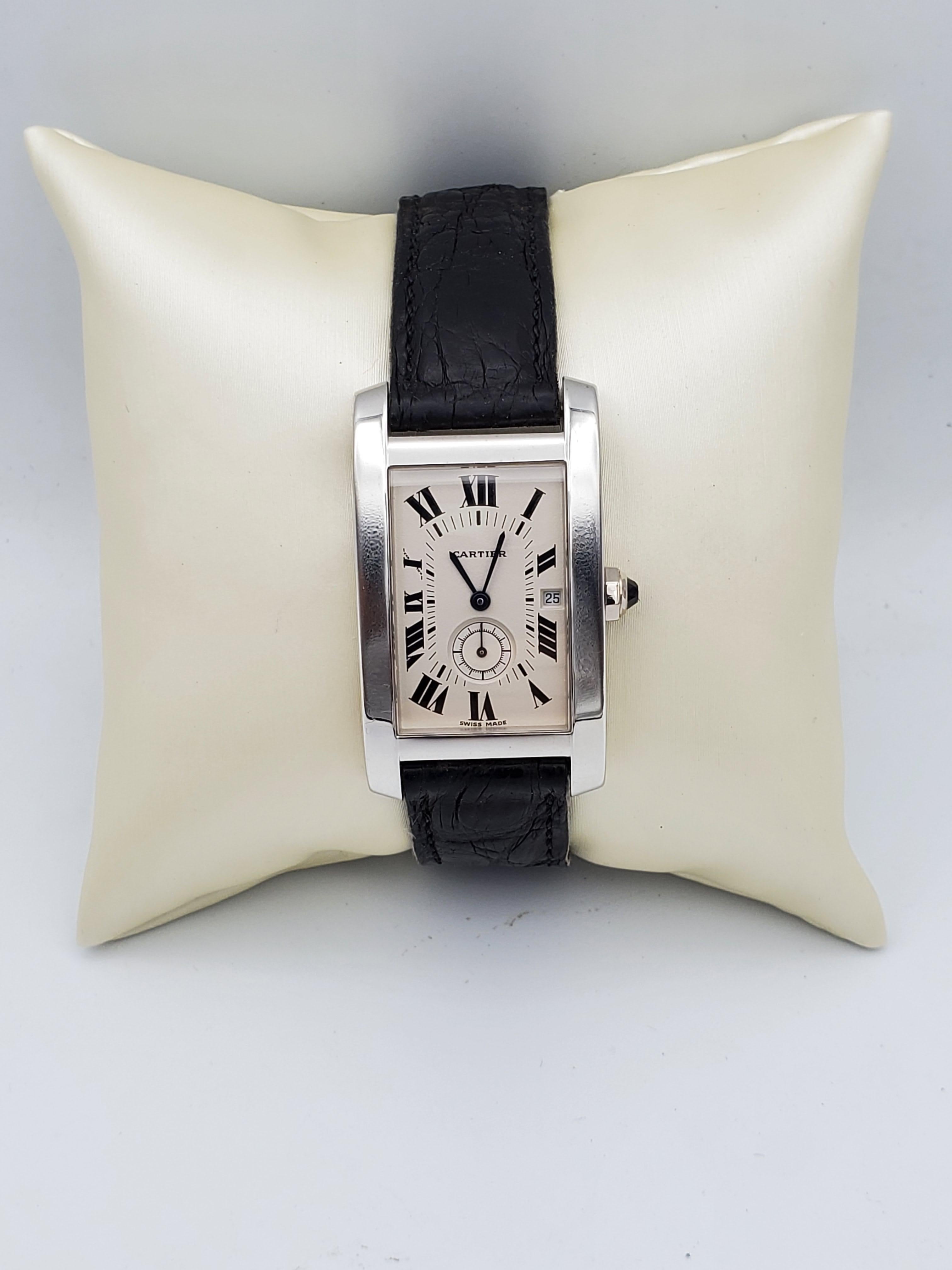 Women's or Men's Cartier Tank Americaine, 18kt White Gold Cartier Tank, 1980s, 3012905, Quartz