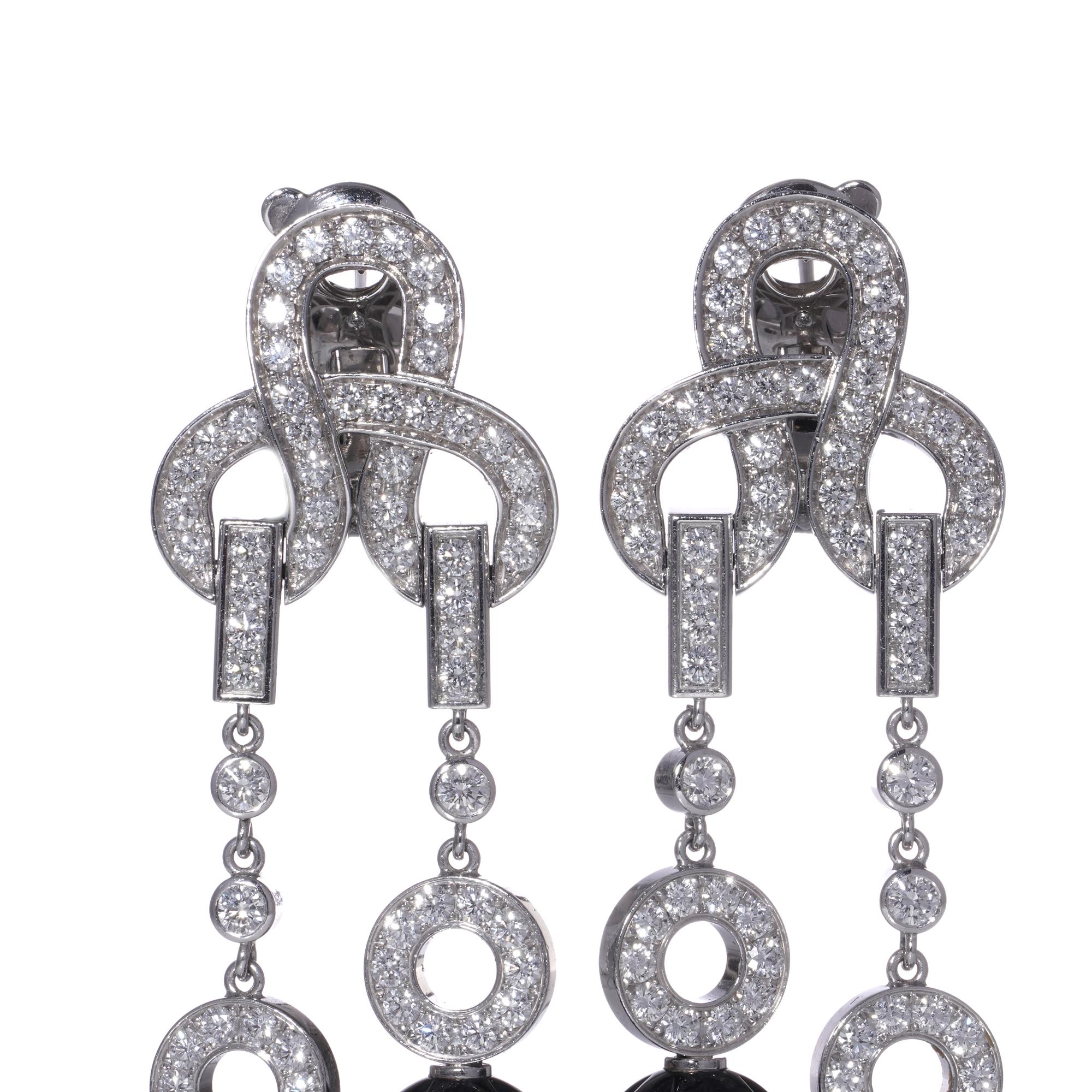 Cartier 18kt white gold diamond, sapphire and ruby  clip - on  earrings In Good Condition For Sale In Braintree, GB