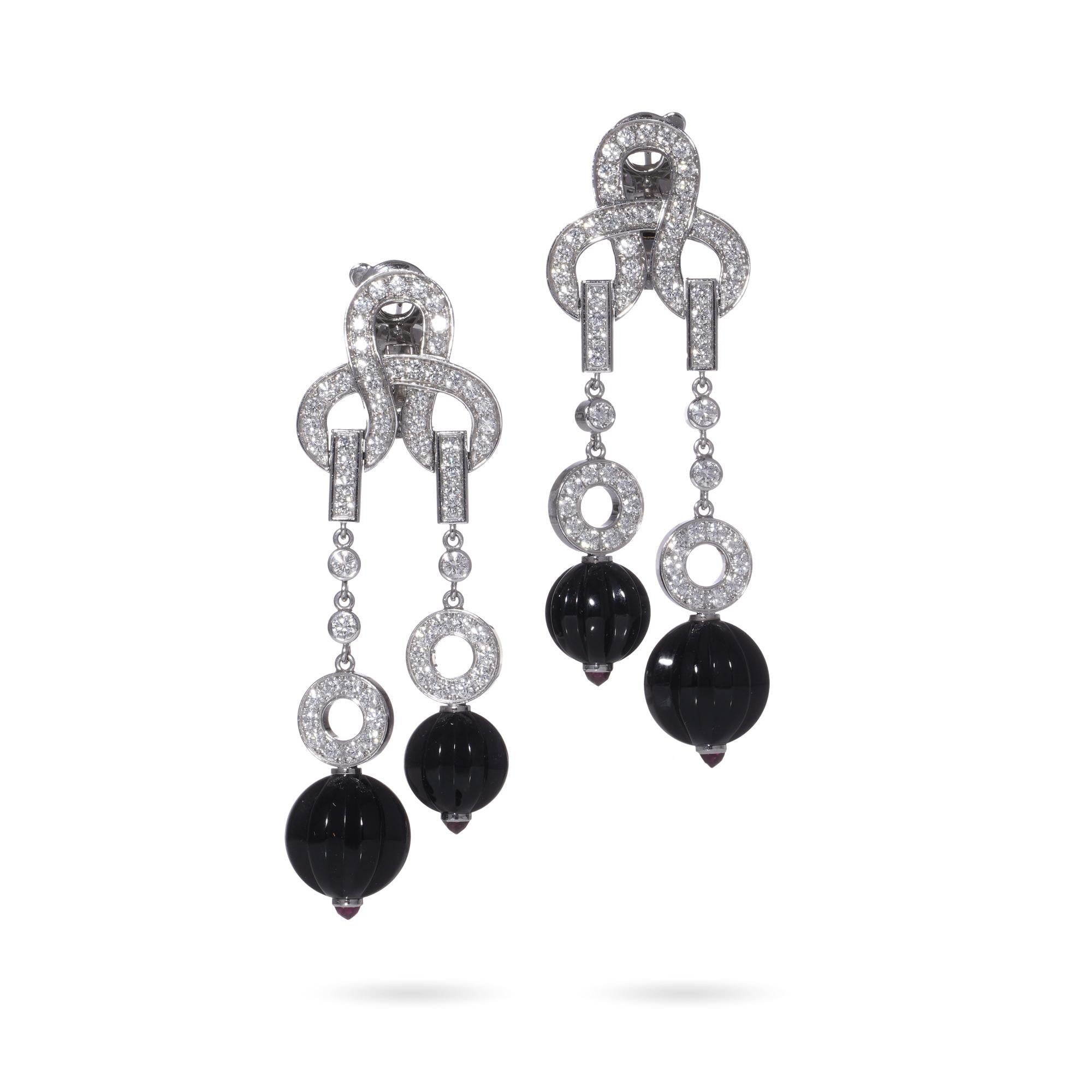 Cartier 18kt white gold diamond, sapphire and ruby  clip - on  earrings For Sale 4