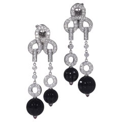 Cartier 18kt white gold diamond, sapphire and ruby  clip - on  earrings