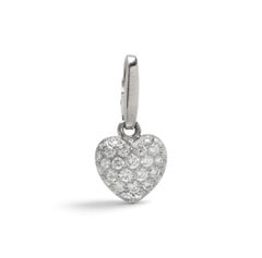 Cartier 18KT White Gold Pave Diamond Heart Charm Pendant, Signed