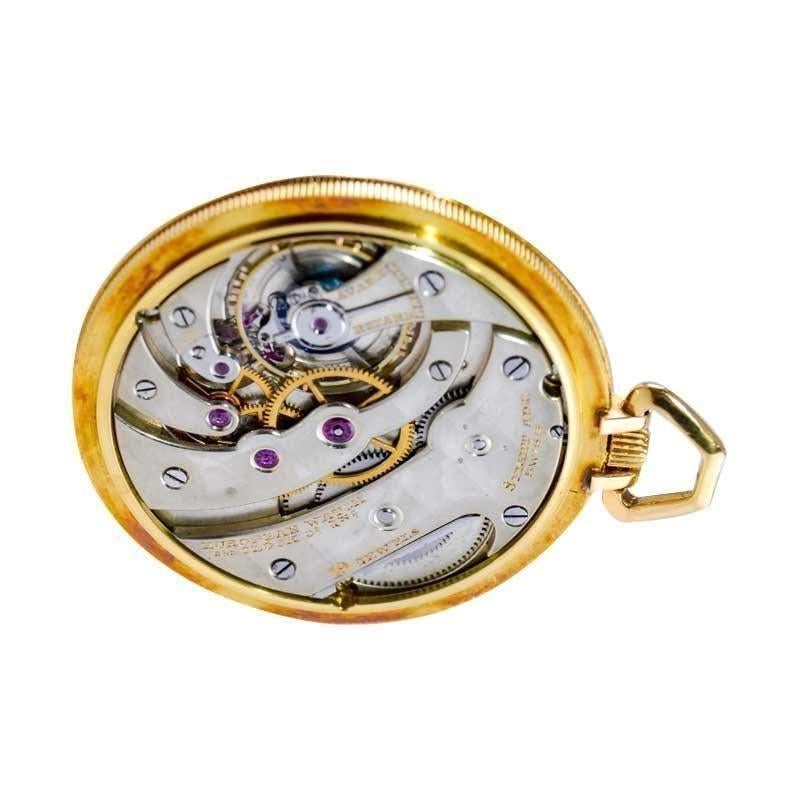 Cartier 18Kt. Yellow Gold Art Deco Open Faced Pocket Watch Hand Made 1920's For Sale 6