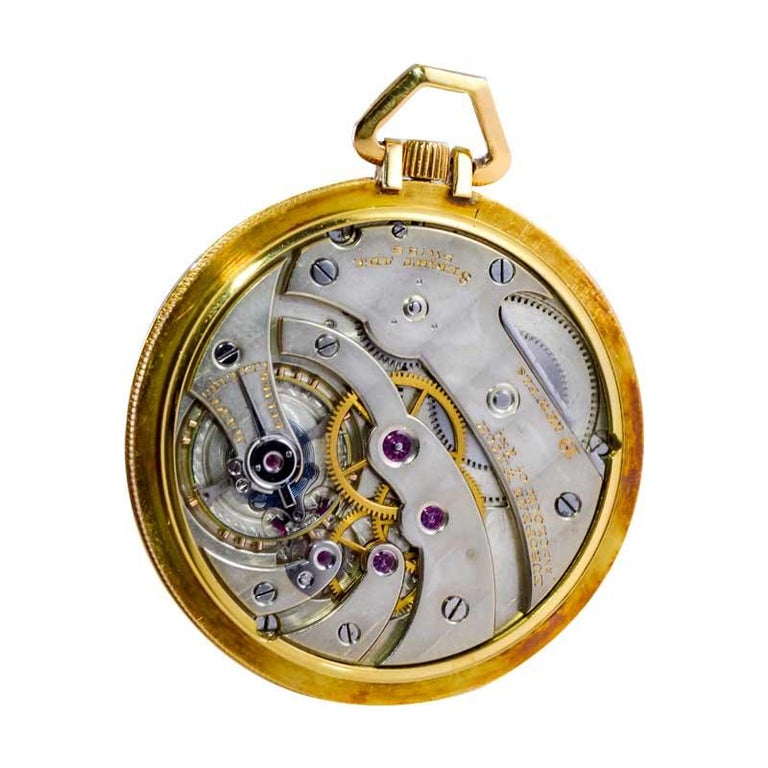 Cartier Yellow Gold Art Deco Open Faced Pocket Watch Hand