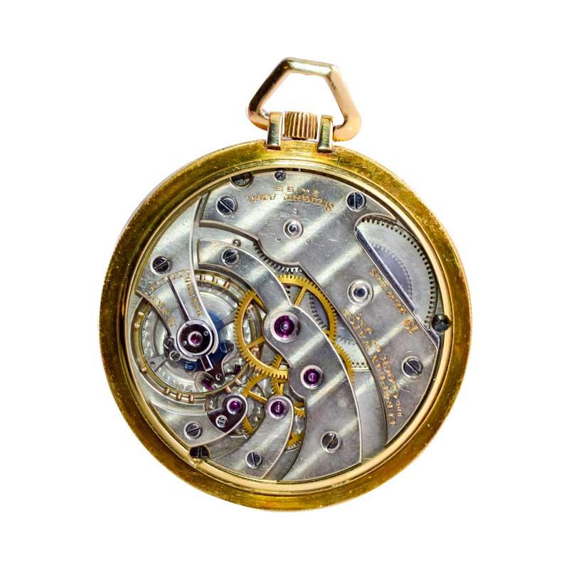 Cartier 18Kt. Yellow Gold Art Deco Open Faced Pocket Watch Hand Made 1920's For Sale 8