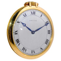 Cartier 18Kt. Yellow Gold Art Deco Open Faced Pocket Watch Hand Made 1920's