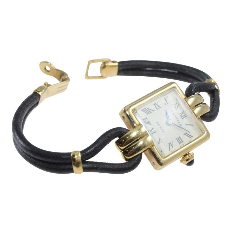 Cartier 18Kt. Yellow Gold Art Deco Styled Watch with Original Buckle from 1930's For Sale 3
