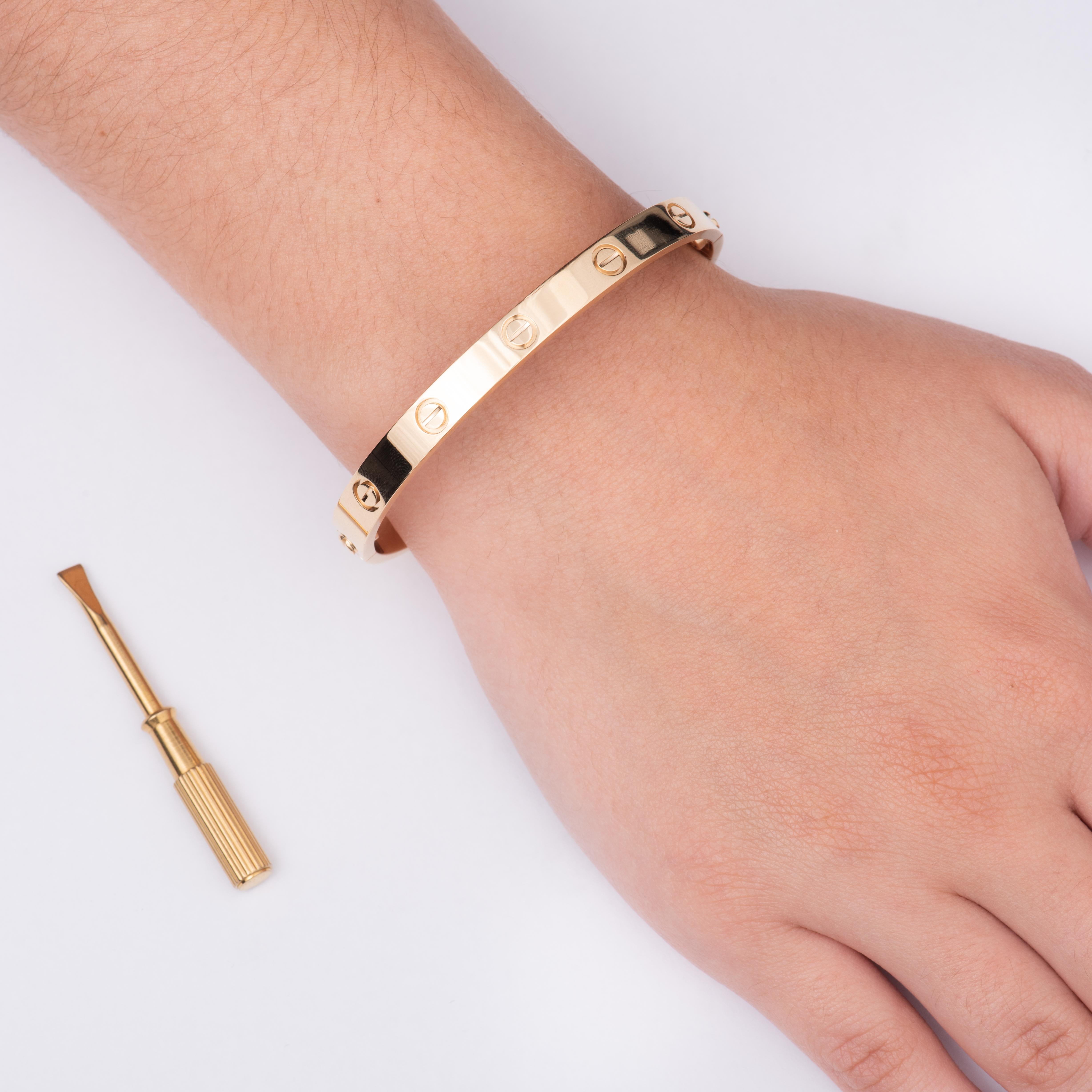 Cartier 18 Karat Yellow Gold Love Bracelet With Screwdriver For Sale At 1stdibs Cartier 18 Karat Yellow Gold Love Bracelet With Screwdriver For Sale At 1stdibs