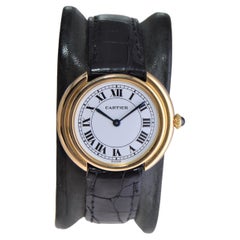 Cartier in oro giallo 18Kt con quadrante originale e fibbia originale degli anni '70