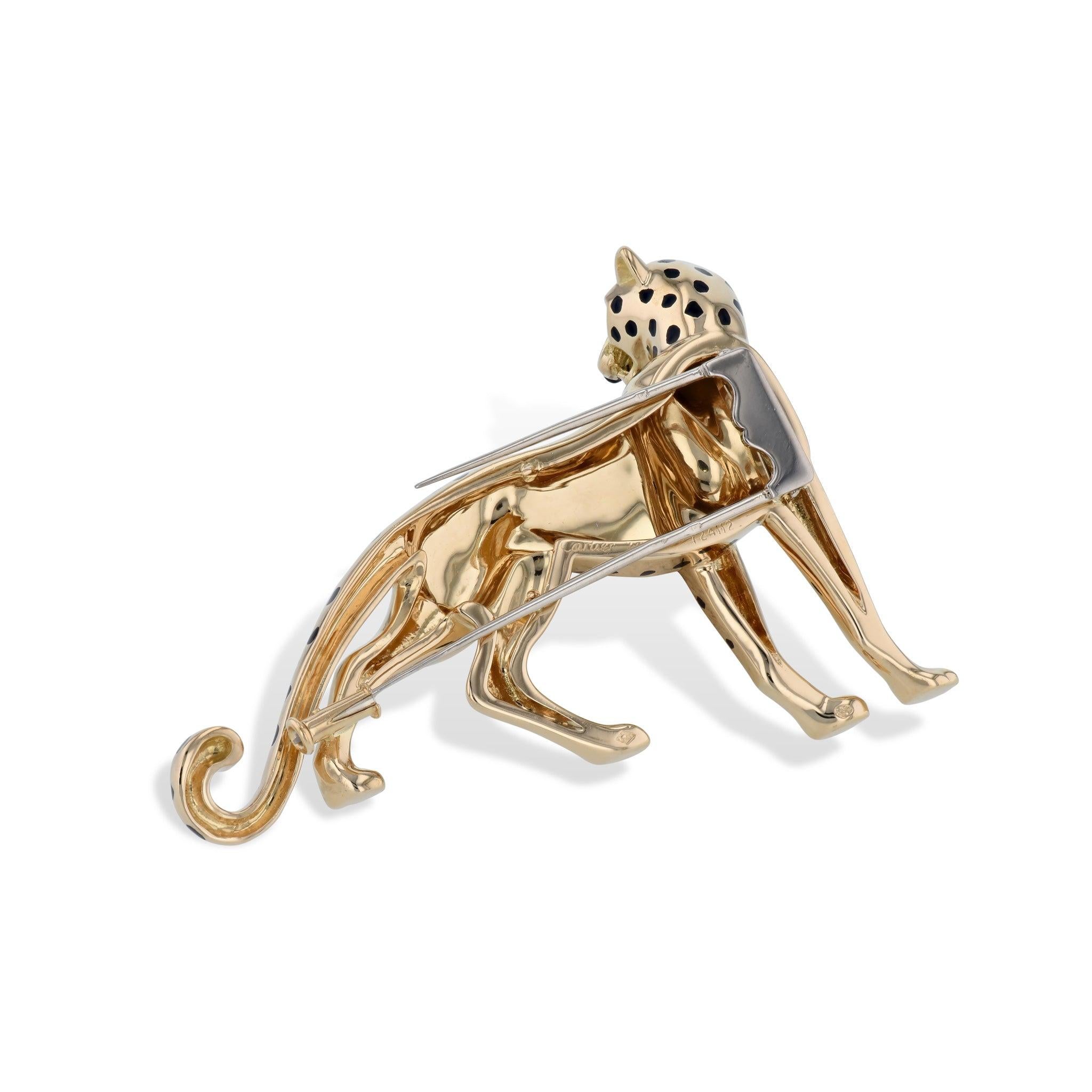 Cartier 18kt. Yellow Gold Panthere Estate Brooch In Excellent Condition For Sale In Miami, FL