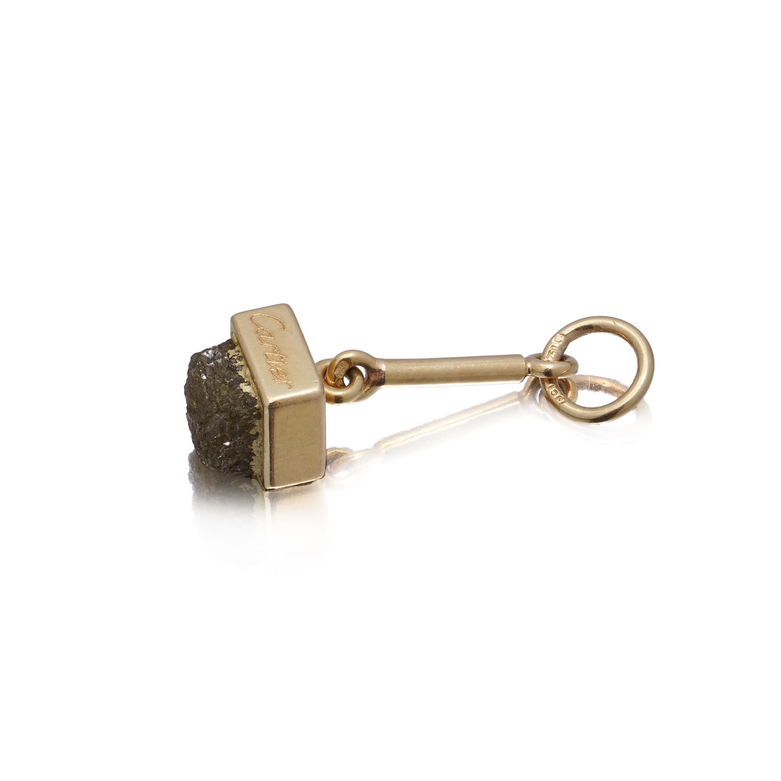Rough Cut Cartier 18kt Yellow Gold Rough Diamond Pendant For Sale