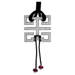 Colgante Cartier 18kwg Le Baiser Du Dragon Diamante con Cuentas de Rubí en Cordón Negro
