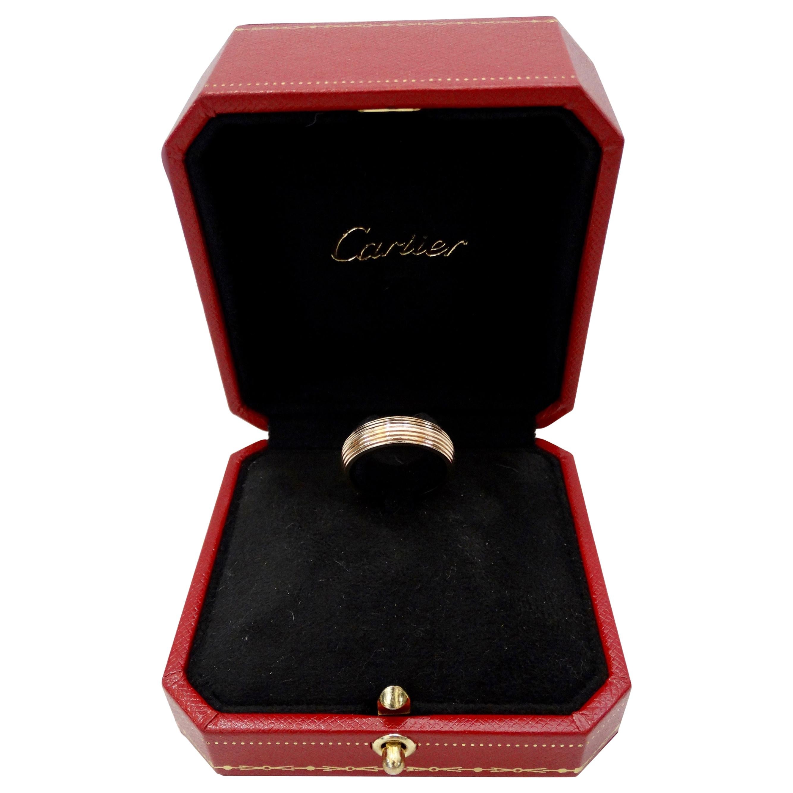 Cartier 1920s 14k Gold Ribbed Band Ring 