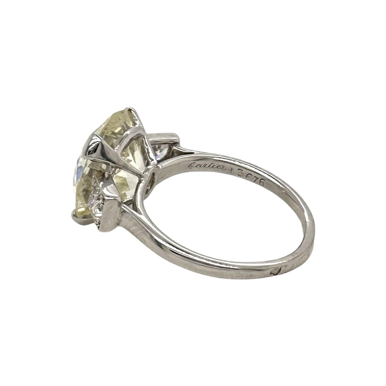 Round Cut Cartier 1920's Art Deco 5.15 Carat Round Diamond Engagement Ring EGL Certificat For Sale
