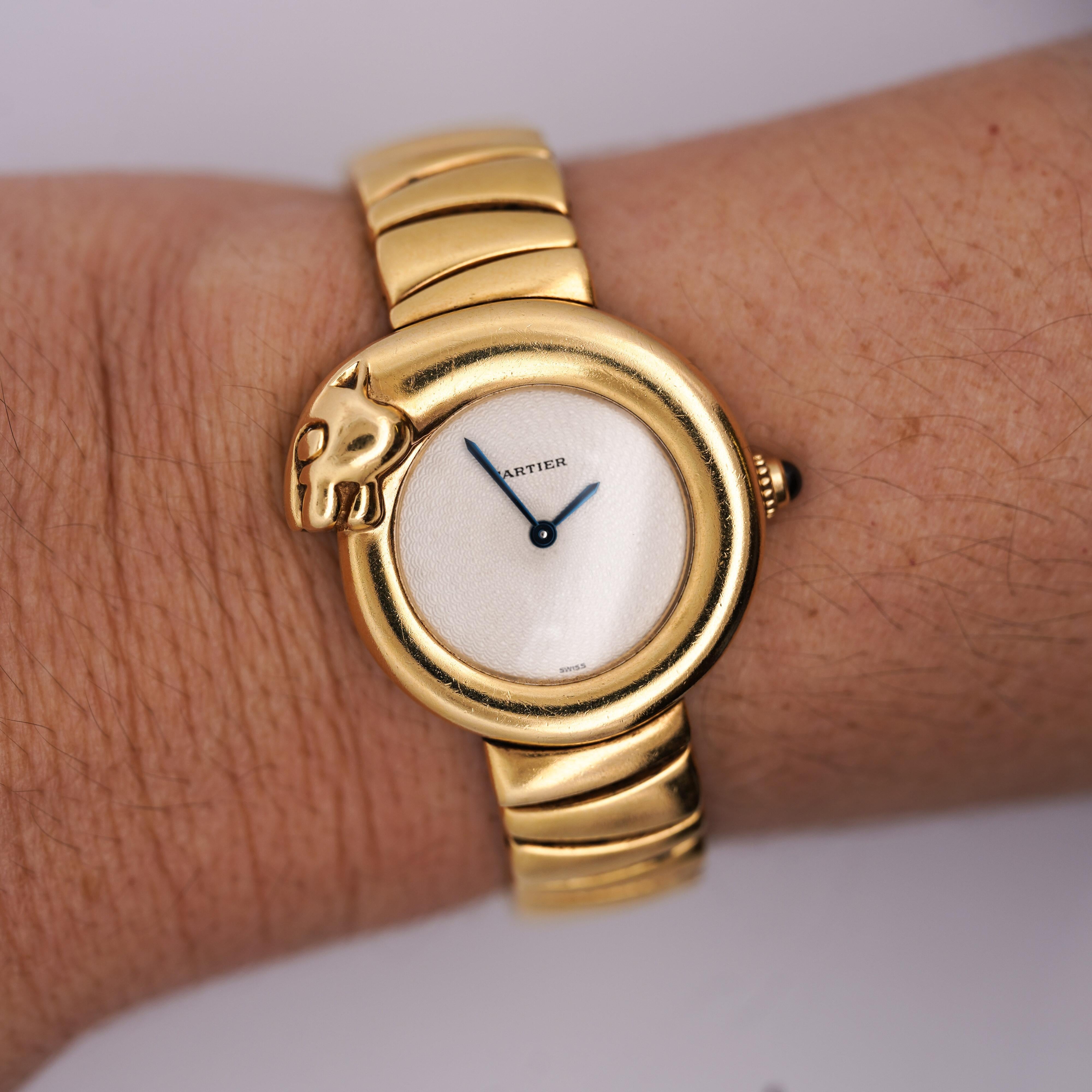 Cartier 1925 Panther Bezel 18K Yellow Gold 28mm Ref 2325 Watch For Sale 6