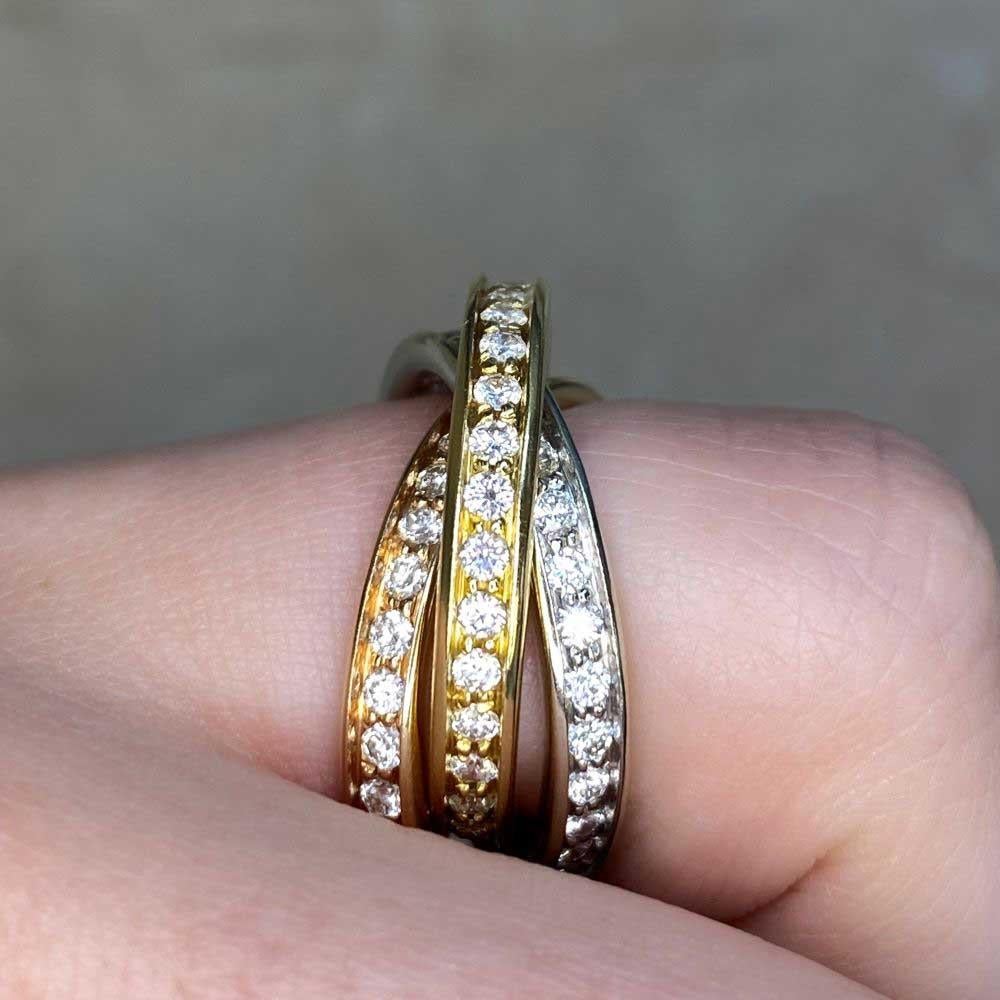 Cartier 1.92ct Round Brilliant Cut Diamond Band Ring, D Color, 18k Yellow Gold In Excellent Condition For Sale In New York, NY