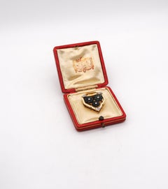 Cartier 1930 Art Deco Enameled Clip In 18Kt Gold Platinum With Gems And Diamonds