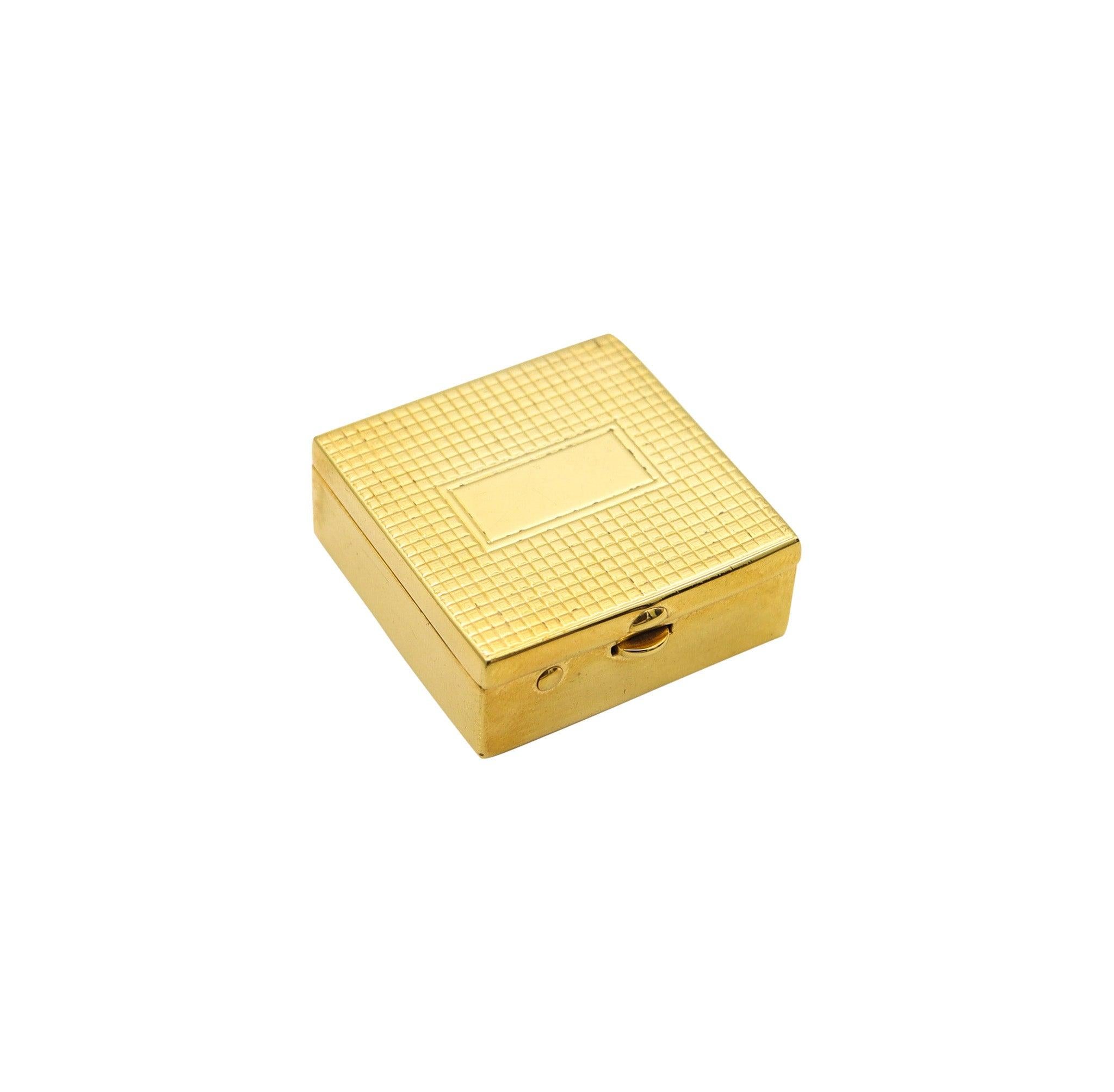 Women's or Men's CARTIER 1930 Art Deco Square Pill Box In 18Kt Yellow Gold Vermeil On Sterling