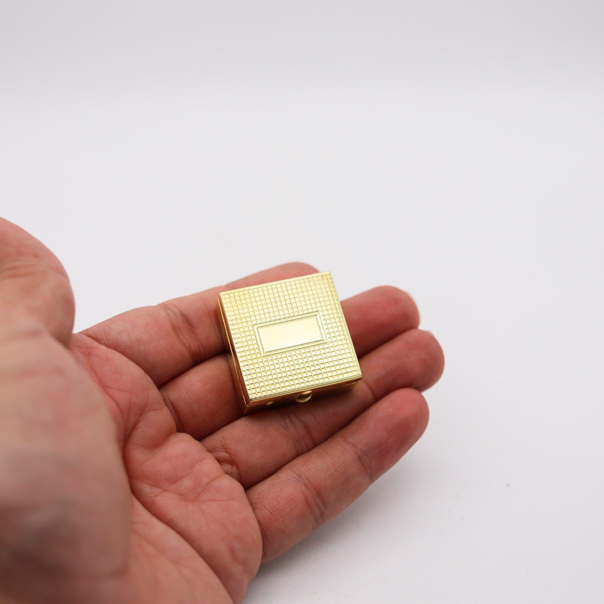 CARTIER 1930 Art Deco Square Pill Box In 18Kt Yellow Gold Vermeil On Sterling 1