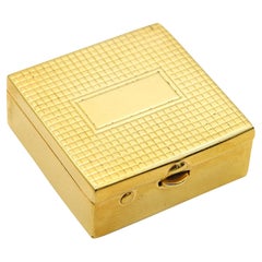 CARTIER 1930 Art Deco Square Pill Box In 18Kt Yellow Gold Vermeil On Sterling